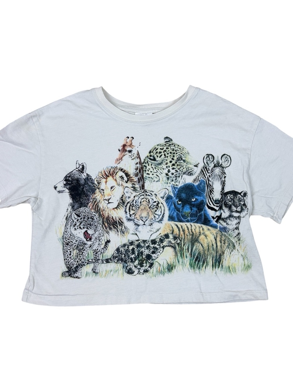 Zara Girls Graphic Animal Crewneck Cropped T-Shirt